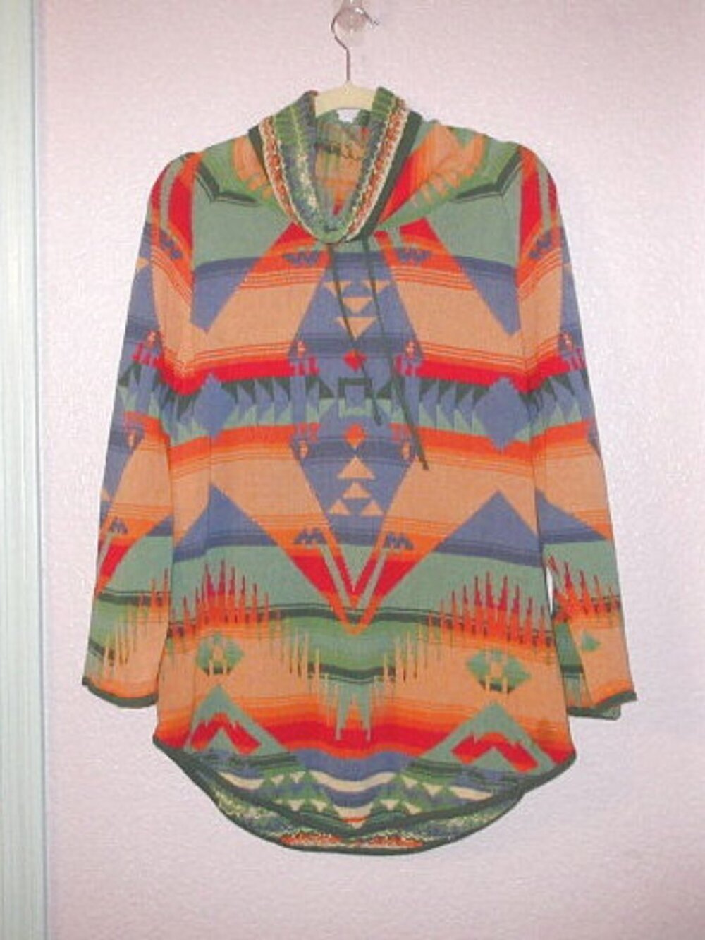 Vtg Ralph Lauren Chaps Sweater L Santa Fe Cotton Navajo Southwest Aztec Tribal